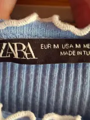 Vorschaubild 6 von Freizeitkleid Damen Blau Rippstrick Rüschen Gr. 38/M Minikleid Baumwolle