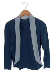 Vorschaubild 1 von Damen Pullover Gr. 38/M Blau Gestreift Casual Baumwolle