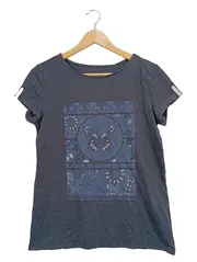 Vorschaubild 1 von EDC Damen T-Shirt Schmetterlingsprint Gr. 36/S Grau Casual Baumwolle