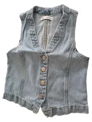Vorschaubild 1 von Kinder Jeansjacke Weste Ärmellos Wolle Blau Gr. 140 Freizeit