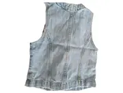 Vorschaubild 2 von Kinder Jeansjacke Weste Ärmellos Wolle Blau Gr. 140 Freizeit