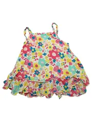 Vorschaubild 1 von Sommerkleid Mädchen Gr. 92 Bunt Blumen Trägerkleid Rüschen Baumwolle