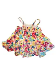 Vorschaubild 3 von Sommerkleid Mädchen Gr. 92 Bunt Blumen Trägerkleid Rüschen Baumwolle
