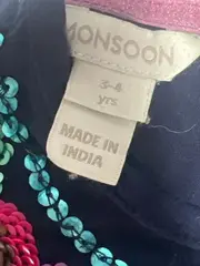 Vorschaubild 5 von Mädchen Freizeitkleid Blau Gr. 3-4 Jahre Pailletten Blumen