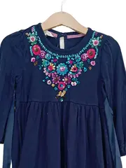 Vorschaubild 2 von Mädchen Freizeitkleid Blau Gr. 3-4 Jahre Pailletten Blumen