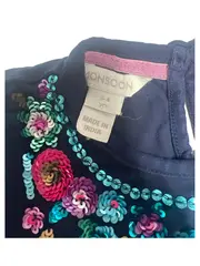 Vorschaubild 4 von Mädchen Freizeitkleid Blau Gr. 3-4 Jahre Pailletten Blumen