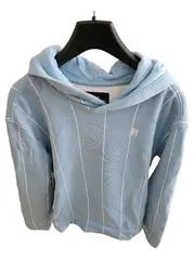 Vorschaubild 1 von Herren Kapuzenpullover Hoodie Blau Gestreift Gr. S Casual