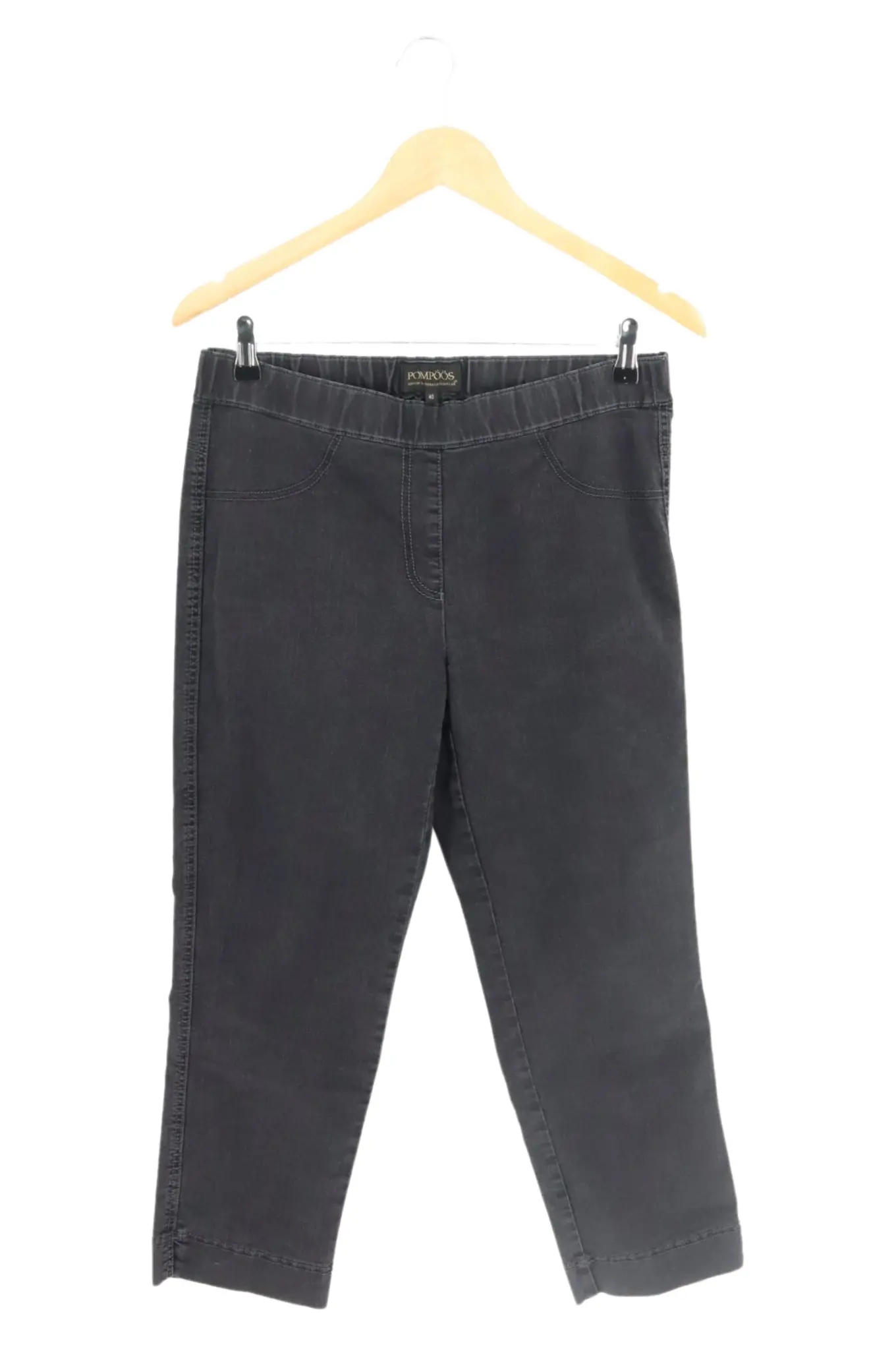 POMPÖÖS Mom Jeans Damen 38;M Schwarz Cropped Casual