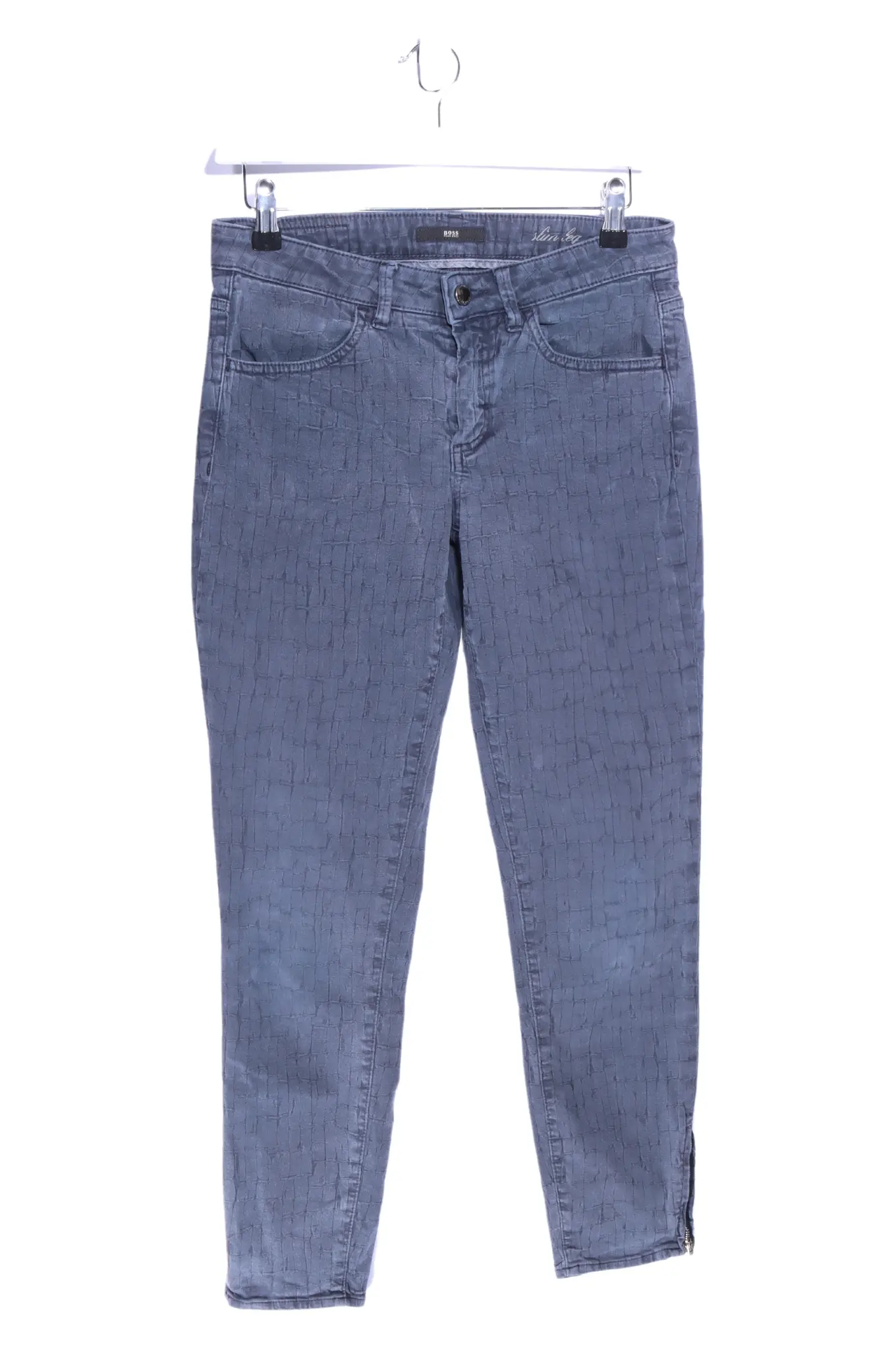 HUGO BOSS Damen Mom Jeans Blau Gr. 38/M Casual Strukturmuster