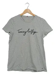 Vorschaubild 1 von T-Shirt Damen Gr. M Grau Logo Schriftzug Baumwolle