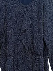 Vorschaubild 3 von Damen Freizeitkleid Gr. 38/M Blau Punkte Langarm Chiffon