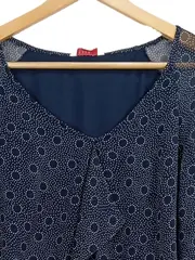 Vorschaubild 4 von Damen Freizeitkleid Gr. 38/M Blau Punkte Langarm Chiffon