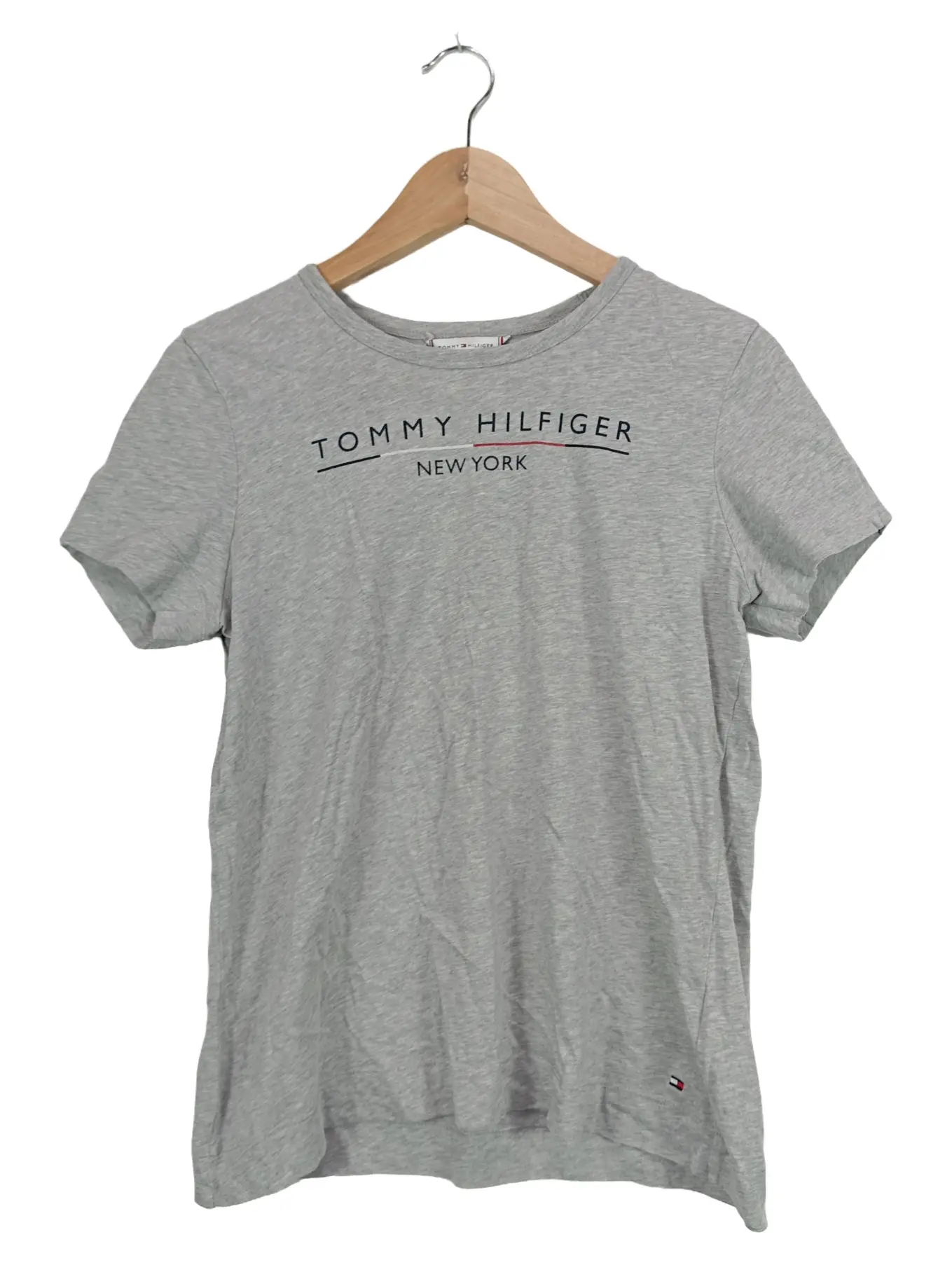 TOMMY HILFIGER Damen T-Shirt Grau Gr. 38/M Casual Logo-Print