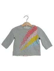 Vorschaubild 1 von Langarmshirt Mädchen Gr. 74 Grau Herz Print Rüschen Baby Oberteil