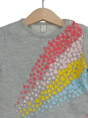 Vorschaubild 3 von Langarmshirt Mädchen Gr. 74 Grau Herz Print Rüschen Baby Oberteil