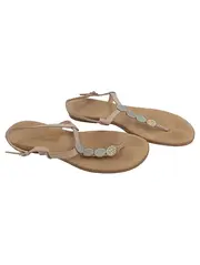 Vorschaubild 1 von Damen Zehentrenner Sandalen Gr. 40 Beige Schmucksteine Sommer