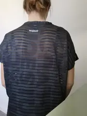 Vorschaubild 4 von Damen Sport Shirt Gr. L Grau Transparent Gestreift Fitness