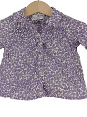 Vorschaubild 3 von Baby Mädchen Bluse Gr. 74 Blumenmuster Lila Baumwolle