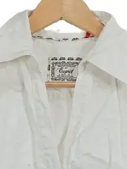 Vorschaubild 2 von Damen Hemdbluse Kurzarm Weiß Leinen Baumwolle Gr. XXS/32