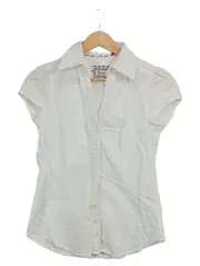 Vorschaubild 1 von Damen Hemdbluse Kurzarm Weiß Leinen Baumwolle Gr. XXS/32