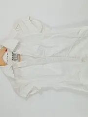 Vorschaubild 4 von Damen Hemdbluse Kurzarm Weiß Leinen Baumwolle Gr. XXS/32