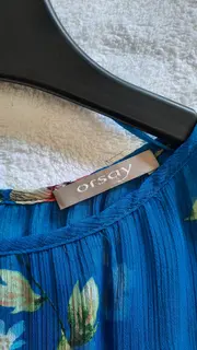 Vorschaubild 4 von Damen Bluse Gr. 40 L Blau Blumenmuster Ärmellos Sommer Shirt