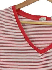 Vorschaubild 2 von Damen T-Shirt Gr. M gestreift V-Ausschnitt Rot Weiß Casual