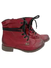 Vorschaubild 1 von Damen Stiefelette Rot Gr. 36 Schnürstiefelette Reißverschluss Casual