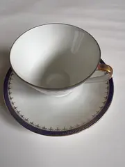 Vorschaubild 3 von Tasse mit Untertasse Porzellan Weiß Goldrand Klassisch