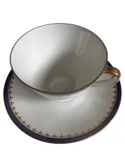 Vorschaubild 1 von Tasse mit Untertasse Porzellan Weiß Goldrand Klassisch