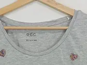 Vorschaubild 11 von EDC Damen T-Shirt Grau Gr. 38/M Herz-Applikationen