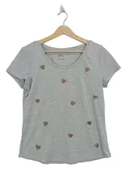 Vorschaubild 1 von EDC Damen T-Shirt Grau Gr. 38/M Herz-Applikationen