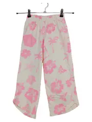 Vorschaubild 1 von Mädchen Stoffhose Gr. 128 Hawaii Blumen Palmen Rosa Beige