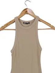 Vorschaubild 2 von Damen Strickkleid Gr. 36/S Beige Rippstrick Casual Midikleid