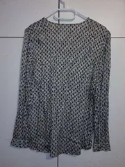 Vorschaubild 2 von Damen Bluse Langarm Gr. 36 S Blau Weiß Geometrisch Muster Viskose