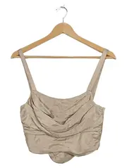 Vorschaubild 1 von Damen Satin Crop Top Drapierung Beige Gr. S elegant