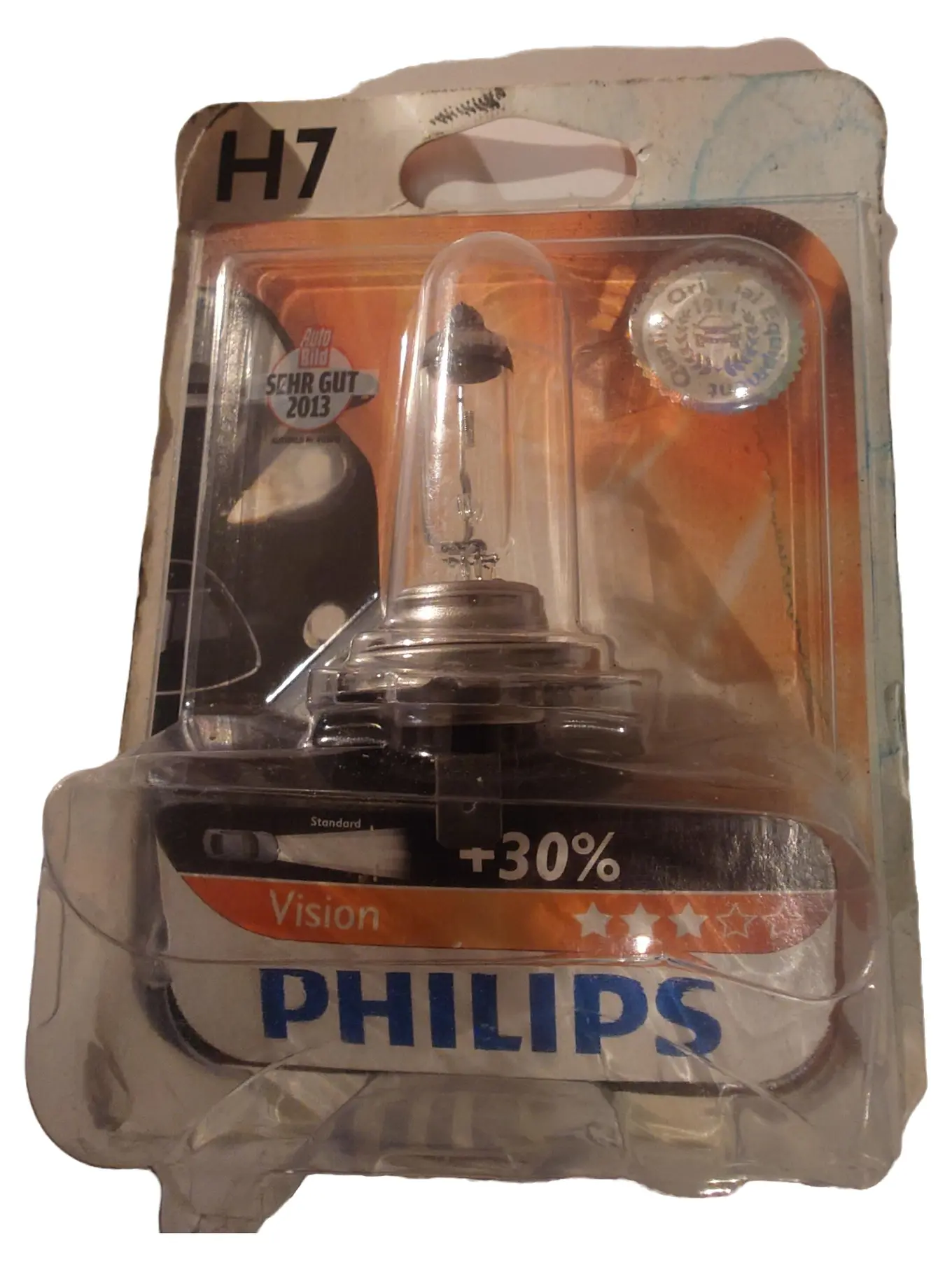 PHILIPS H7 Vision Auto Leuchtmittel Scheinwerfer Lampe +30% Licht Transparent