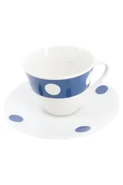 Vorschaubild 1 von Tasse Unterteller Weiß Punkte Porzellan Klassisch