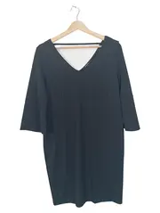 Vorschaubild 1 von Etuikleid Damen Gr. 38 Grau V-Ausschnitt 3/4 Arm Elegant