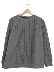 Vorschaubild 1 von Woman Pullover Damen Gr. 40-42 Grau Zopfmuster Langarm