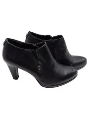 Vorschaubild 1 von Leder Stiefelette Damen Schwarz Gr. 39 Elegant Reißverschluss