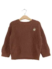 Vorschaubild 2 von Kinder Pullover Braun Gr. 110 Apfel-Applikation Strick Casual
