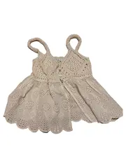 Vorschaubild 2 von Häkeltop Damen Gr. 38/M Ärmellos Lochmuster Beige Freizeit