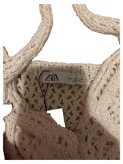 Vorschaubild 5 von Häkeltop Damen Gr. 38/M Ärmellos Lochmuster Beige Freizeit