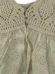 Vorschaubild 3 von Häkeltop Damen Gr. 38/M Ärmellos Lochmuster Beige Freizeit