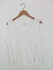 Vorschaubild 2 von Damen Top Shirt Weiß Baumwolle V-Ausschnitt Gr. 42;XL Casual