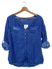 Vorschaubild 1 von Damen Bluse 36/S Blau Viskose 3/4-Arm Casual Bohemian