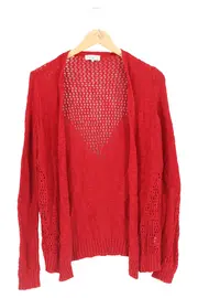 Vorschaubild 1 von Damen Strickjacke Rot Gr. 32/XS Casual Preppy Urban Lochmuster