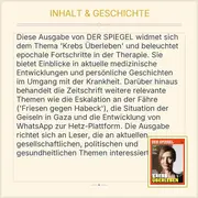 Vorschaubild 4 von Nr. 6 3.2.2024 Krebs Überleben Medizin Gesundheit Politik