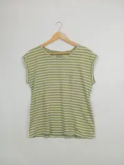 Vorschaubild 2 von Damen T-Shirt gestreift Grün Gr. 38 Stickerei Casual